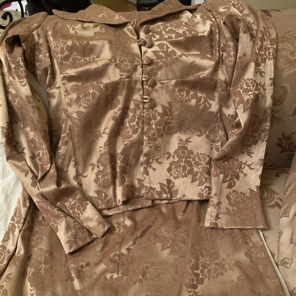 2 piece dark gold skirt suit